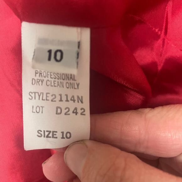 Vtg Paul Stanley Red Black Houndstooth Blazer Sz 10 Long Jacket Double Button - Picture 5 of 6